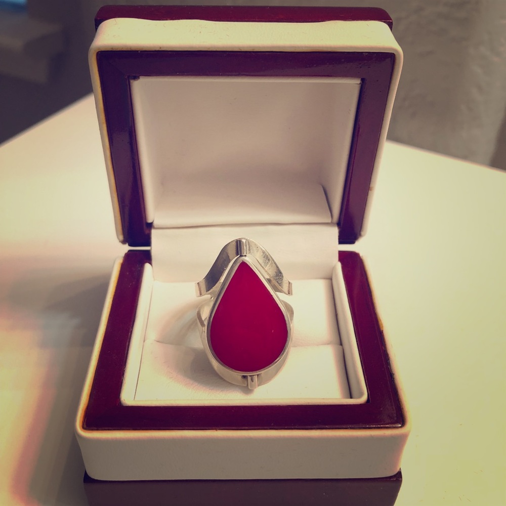 Sterling silver ring with semi-precious stones